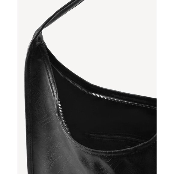 Newbella Women's Black Soft PU Leather Shoulder Tote Hobo Purses with Zipper - Picture 5 of 8